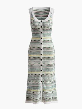 Commense Colorful Striped Breasted Knit Cardigan Size M NWT